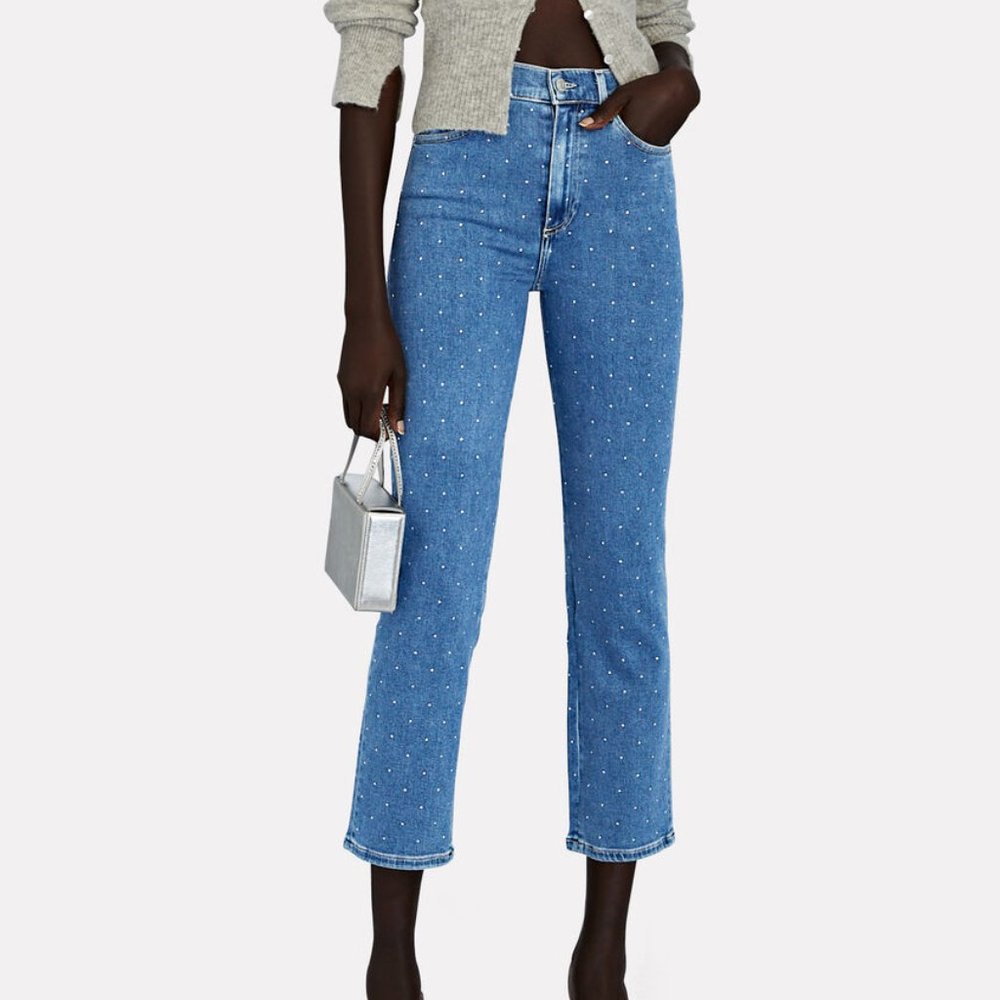 Le Jean Sabine Embellished Crystal Studded Ankle Jeans NWOT 26